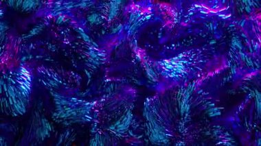 Soyut sanat video animasyonu 3D arkaplan sürreal hareket ile neşeli dalgalı parti topları küre sıvı madde mavi mor gradyan renk