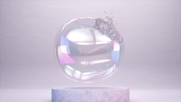Skimrande Bubbla Brast Animation Dans Skimrande Fragment Långsamma Rörelser — Stockvideo