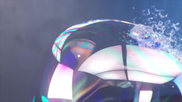 Renkli Işık Oyunuyla Patlayan Canlandırma Baloncuğunun Yakın Plan Görüntüsü — Stok video