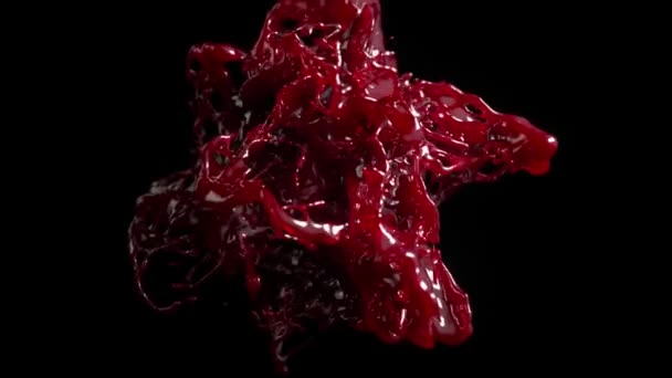 Dark Red Liquid Explosion Animation Capturing High Detail Dynamic Splash — Stock Video