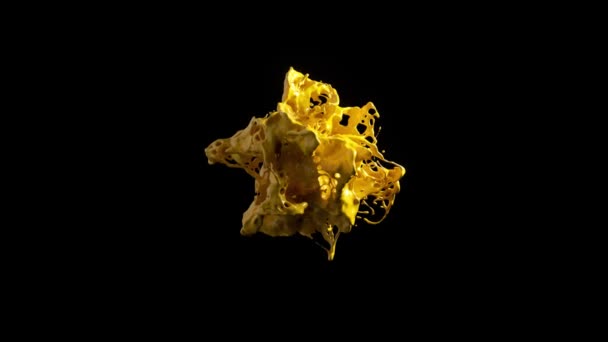 Salpicadura Líquido Amarillo Animación Capturando Una Explosión Dinámica Forma Libre — Vídeos de Stock