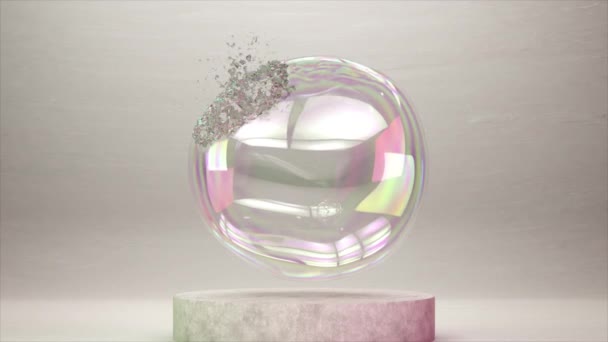 Shimmering Buborék Tört Animáció Tánc Irizáló Töredékek Lassú Mozgás — Stock videók