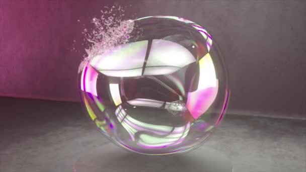 Mýdlové Bubliny Izolované Černém Pozadí Bezešvé Smyčky Světlá Mýdlová Bublina — Stock video