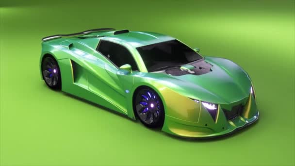 Πράσινο Supercar Ρευστές Σχεδιαστικές Γραμμές Animation Που Παρουσιάζει Ένα Υψηλής — Αρχείο Βίντεο