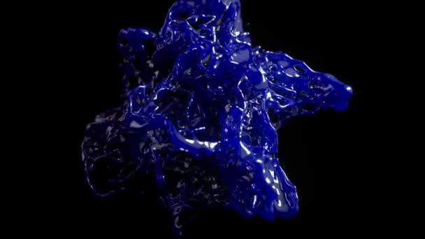 Modré Tekuté Úponky Animaci Kroucení Chaotickém Tanci Osvícené Zářivými Růžovými — Stock video