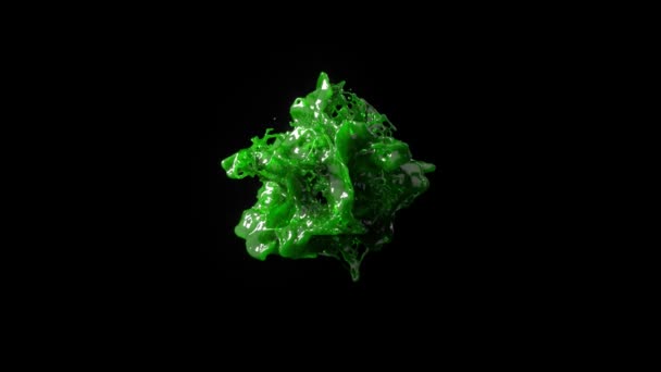 3Dアニメーションで緑色の液体爆発 スタークブラックバックに対する高小売り ダイナミックスプラッシュをキャプチャ — ストック動画