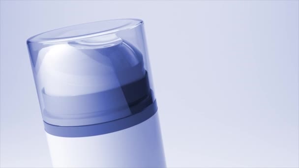Sleek Cosmetic Lotion Dispenser Animation Featuring Modern Translucent Cap Smooth — Stock Video