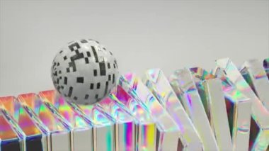 Prizma arazisindeki kareli kürenin yansıtıcı 3 boyutlu animasyonu, ışığın dansını gösteriyor. Tatmin edici video