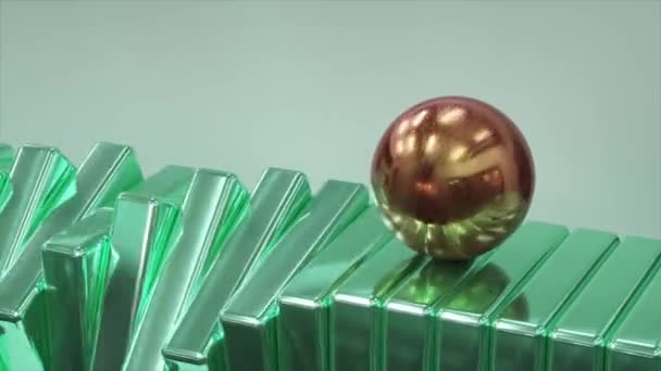 Elegantní Animace Bronzové Koule Klouzající Smaragdových Křišťálových Hřebenech Moderní Elegantní — Stock video