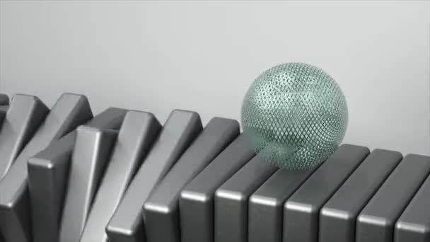 Futurisztikus Animáció Egy Texturált Szürke Mechanikus Fogaskerekeken Guruló Varangy Gömbről — Stock videók