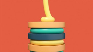 Parlak bir arkaplanda çizgi film pastası döngüsü.