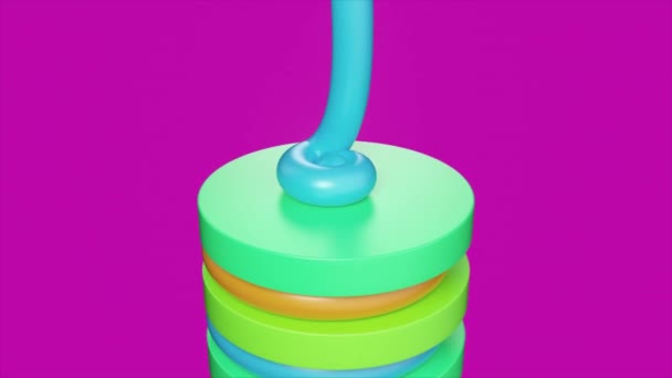 Looped Animáció Egy Rajzfilm Torta Egy Fényes Háttér — Stock videók