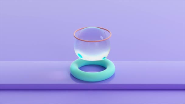 초현실적인 애니메이션 루프에서 평온을 제외하고 헤일로가 파스텔 플랫폼 떠있는 Iridescent — 비디오