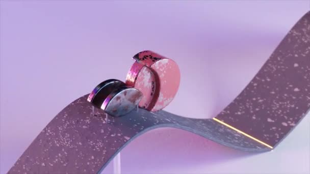 Rustikale Animation Einer Angelaufenen Kupferkugel Die Auf Einer Welligen Violett — Stockvideo