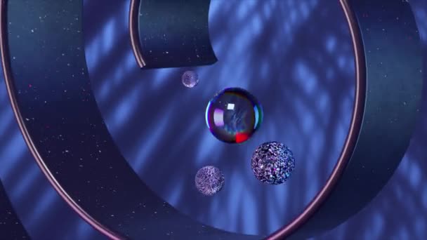 一个易碎的3D渲染动画球滑动 粉色和蓝色的颜色 — 图库视频影像