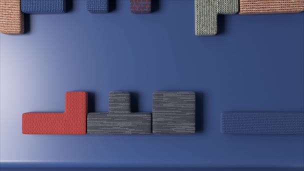 Żywa Animacja Tessellated Puzzle Kawałki Tkaniny Dynamicznymi Tekstury Wzór Blokady — Wideo stockowe