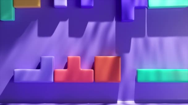Glänsande Animering Förreglande Pusselbitar Sömlös Färgglad Tessellation — Stockvideo
