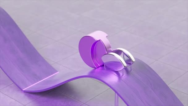 Schlanke Animation Einer Glänzenden Lavendelhalbkugel Die Auf Einer Gekrümmten Violetten — Stockvideo