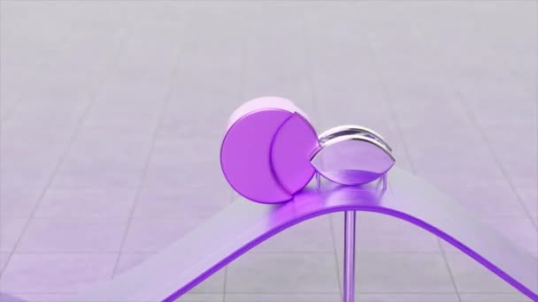 Sleek Анімація Глянсової Лавандової Напівсфери Ковзання Вигнутій Фіолетовій Доріжці — стокове відео