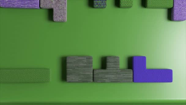 Żywa Animacja Tessellated Puzzle Kawałki Tkaniny Dynamicznymi Tekstury Wzór Blokady — Wideo stockowe