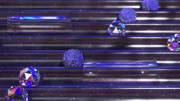 Encantadora Animación Brillantes Cristales Esferas Viajando Través Una Máquina Pinball — Foto de Stock