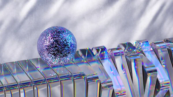Animación Brillante Una Esfera Bola Disco Sobre Una Superficie Prismática — Foto de Stock