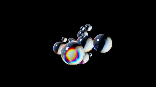 迷人的彩虹泡泡3D动画 在催眠的 漂浮的舞蹈中反映了一系列的色彩 — 图库视频影像