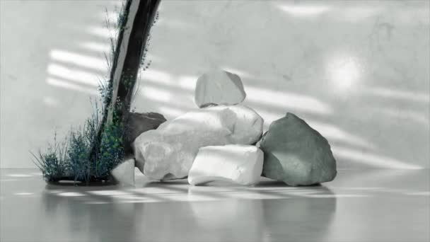 Містична Анімація Затіненого Гаю Біолюмінесцентною Синьою Флорою Ефірним Світлом Виливається — стокове відео