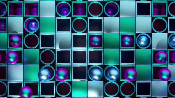 Luminous Spheres Glide Checkered Array Casting Dance Light Dreamscape — Stock Video