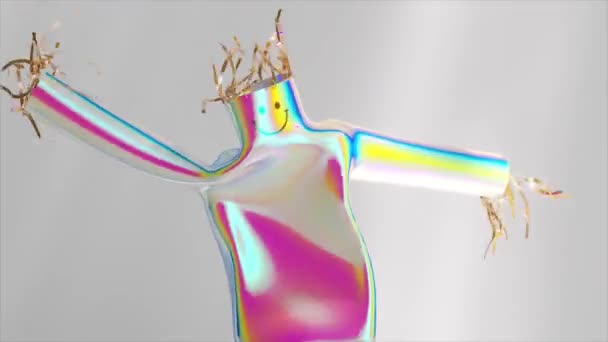 腕が広く 喜びを除く美しいアクセントを備えた不発のヒューマノイド図 — ストック動画