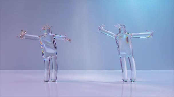 Animação Duas Bonecas Dançando Personagens Engraçados Desenhos Animados Isolados Fundo — Vídeo de Stock