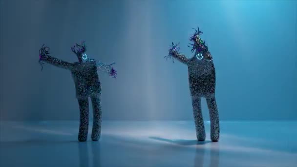 Animação Duas Bonecas Dançando Personagens Engraçados Desenhos Animados Isolados Fundo — Vídeo de Stock