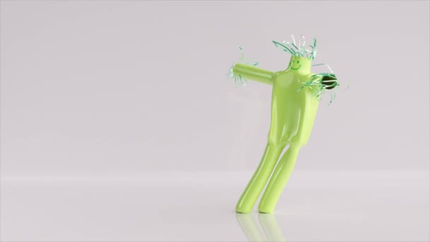 Animation Luft Docka Dans Roliga Seriefigurer Isolerade Vit Bakgrund Lime — Stockvideo