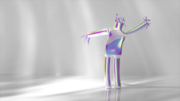 Animation Danse Poupée Air Personnages Drôles Dessins Animés Isolés Sur — Video