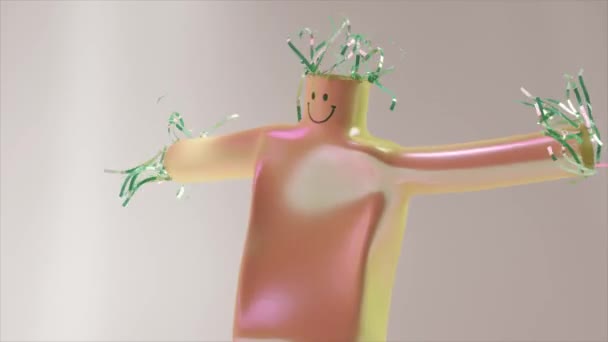 Animation Danse Poupée Air Personnages Drôles Dessins Animés Isolés Sur — Video