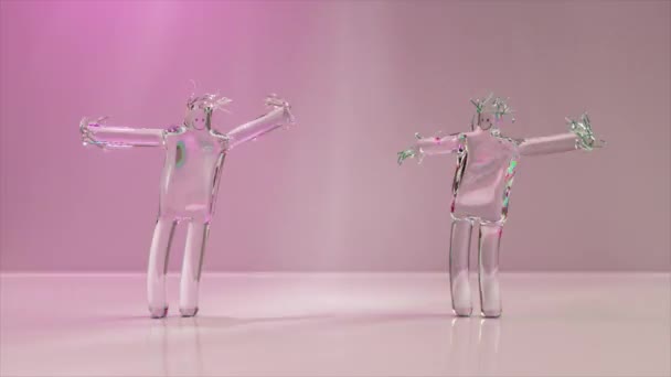 Animáció Két Légbabáról Ahogy Táncolnak Vicces Rajzfilmfigurák Elszigetelt Fehér Háttér — Stock videók