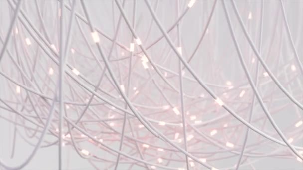 柔らかい白いワイヤーは微妙なピンク ライトと絡み 穏やかで ハイテクなネットワークを作成します — ストック動画