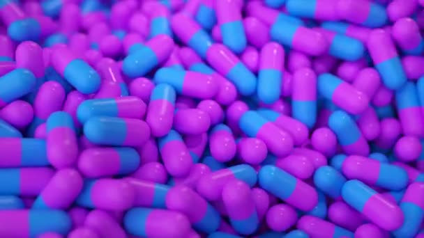 Transbordamento Cápsulas Vibrantes Azuis Rosa — Vídeo de Stock