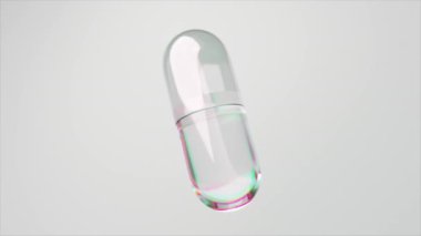 Tarafsız bir arkaplan üzerinde holografik etkisi olan 3 boyutlu kapsülü temizle