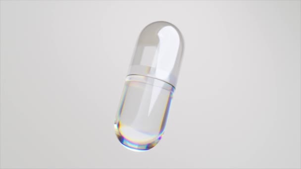 Capsule Transparente Avec Effet Holographique Sur Fond Neutre — Video