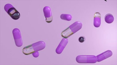 3 Boyutlu lavanta hapları pastel arka planda.