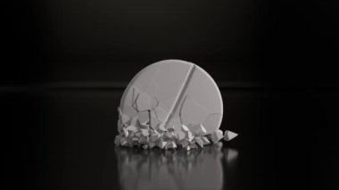 Hapın yavaş çekimde siyah izole edilmiş arka planda yok edilmesi. Tıbbi konsept. 3d canlandırma