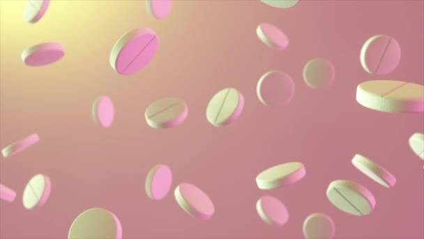 Des Pilules Blanches Qui Tombent Ralenti Animation Une Boucle Transparente — Video