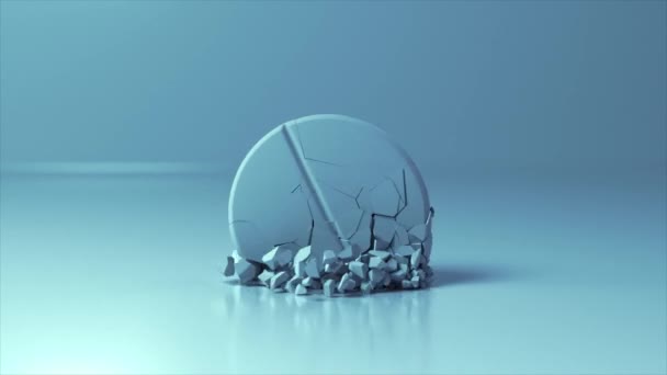 药丸在蓝色孤立背景下缓慢运动的破坏 医学概念 3D动画 — 图库视频影像