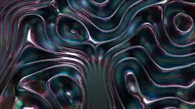 İpeksi metalik dalgalar, pürüzsüz, hipnotik renk ve ışık dansında dalgalanır..