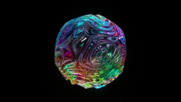 검은색 배경에 패턴의 Iridescent Orb — 비디오