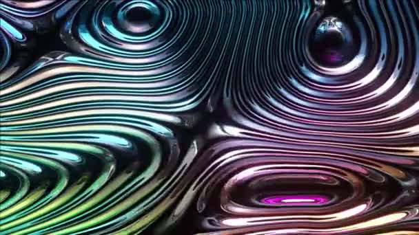 Kovové Tekuté Víry Neonových Odstínech Vytvářejí Hypnotický Abstraktní Vzor — Stock video
