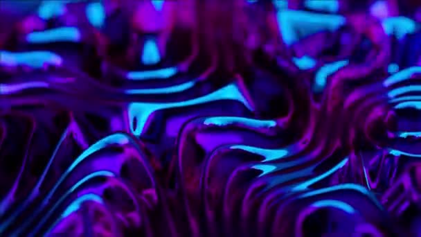 Крутящиеся Неоновые Огни Создают Завораживающую Цифровую Абстракцию Глубоким Синим Розовым — стоковое видео