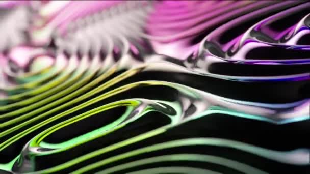 Анимация Ярких Розовых Зеленых Волн Сюрреалистическом Танце — стоковое видео