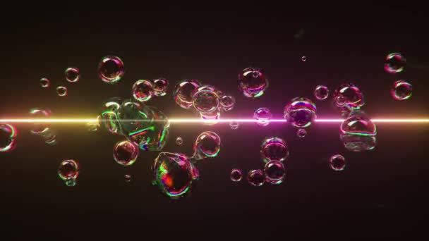 Animace Barevných Mýdlových Bublin Laserovým Světlem — Stock video